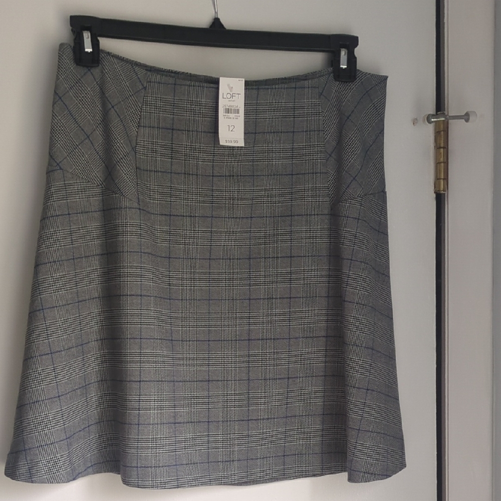 LOFT Gray Knee-Length A-Line Skirt for Work